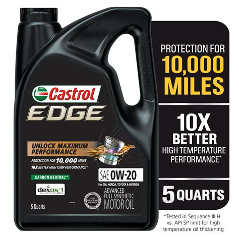 Castrol EDGE 0W-20 Advanced Full Synthetic Motor Oil, 5 Quarts ...