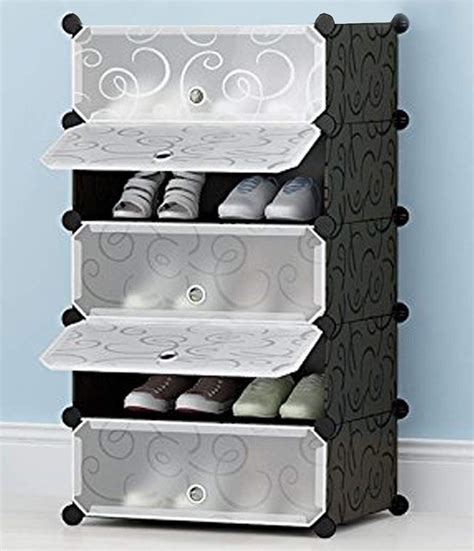 COROID Portable Plastic Shoe Rack Organizer with Door, 30 Pairs Shoe ...