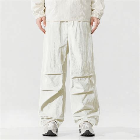 Muscularfit Parachute Golf Pants Men White Pants Full Baggy Cargo Wide ...