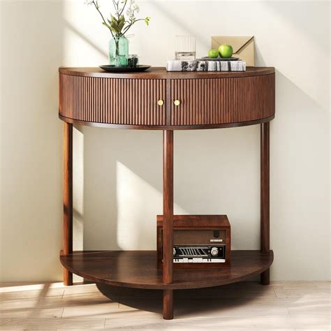 Entryway Table, Artisan-Crafted Half Moon Fluted Console Tables with 2 ...