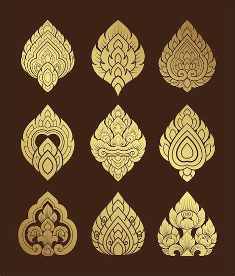 Set asian art element and background pattern decoration motifs for ...