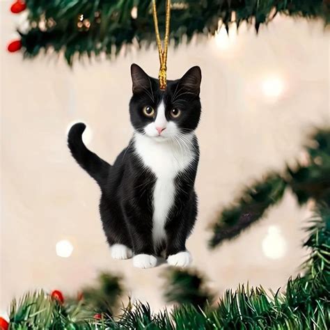 KCEHTA Cat Christmas Ornaments, Black Cat Ornaments for Christmas Tree ...