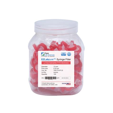 EZlabpure 33mm Syringe Filters – 0.45µm PTFE, Non-Sterile Foxx Life ...