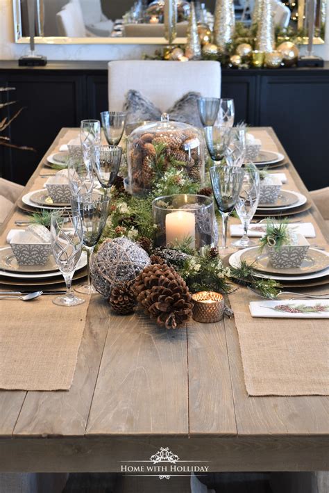 Simple Woodland and Pine Cone Christmas Table Setting - Home with Holliday