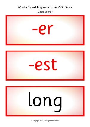 Word List: Words for Adding -er Suffix - SparkleBox