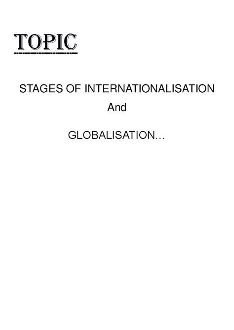 Stages of Internationalisation and Globalisation: An Overview - Studocu