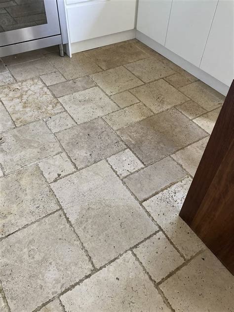 Travertine Tiled Kitchen Floor Deep Cleaned and Sealed in Staines ...