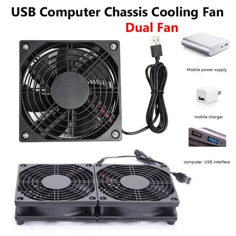 2pcs Computer Case Fan Ultra Silent Quiet Cooling Fan 5V USB PC Cooler ...