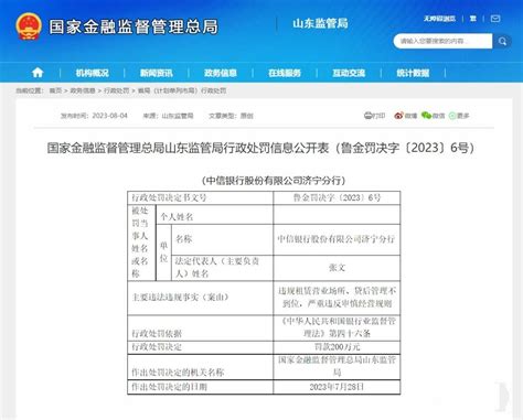 中信银行济宁分行被罚200万元凤凰网山东_凤凰网