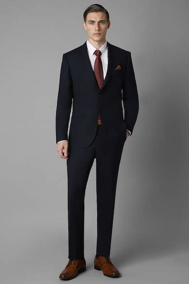 Buy Men Navy Slim Fit Textured Formal Two Piece Suit Online - 39680660 ...