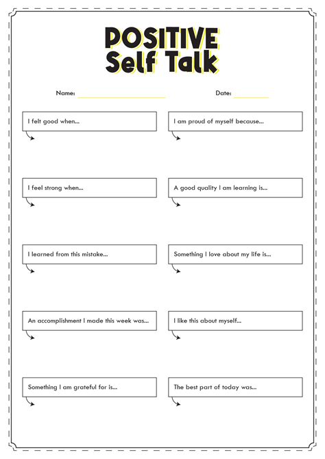 Positive Self-Talk Worksheets | Self esteem worksheets, Self care ...