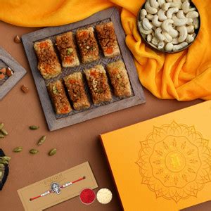 HyperFoods Rakhi with sweets for brother Milk Cake 250 Grams Ganesh ...