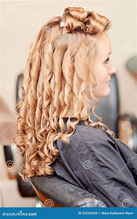 Curly hair styling stock photo. Image of hairstylist - 35234038