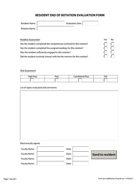 Fillable Online medicine umich RESIDENT END OF ROTATION EVALUATION FORM ...