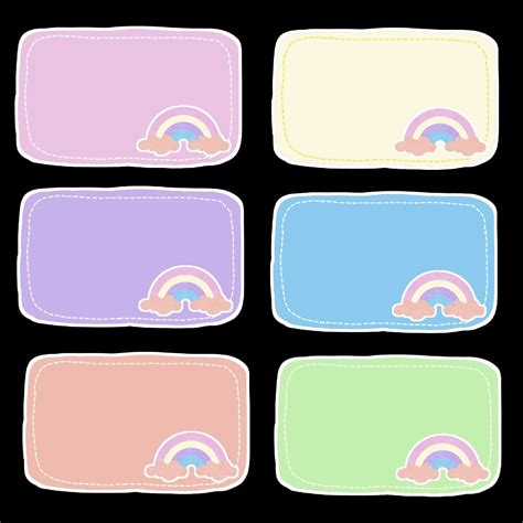 Cute name tag clipart transparent png hd cute pastel color name tag illustration with rainbow ...