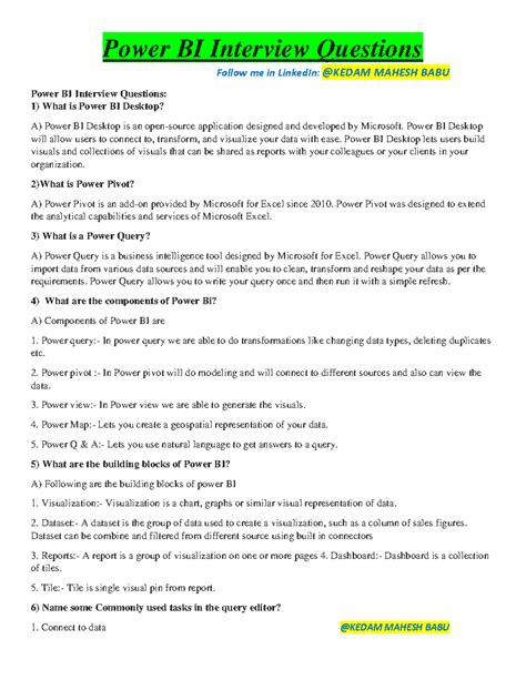 Power BI Interview Questions: Essential Insights and Tips for Success ...