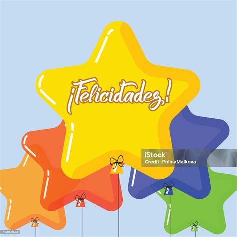 Congrats Hand Written Lettering On Colorful Balloons In Spanish ...