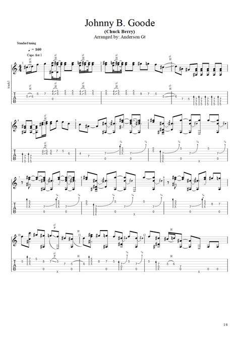 Johnny B. Goode - Chuck Berry Fingerstyle Guitar Tab - Anderson Gt