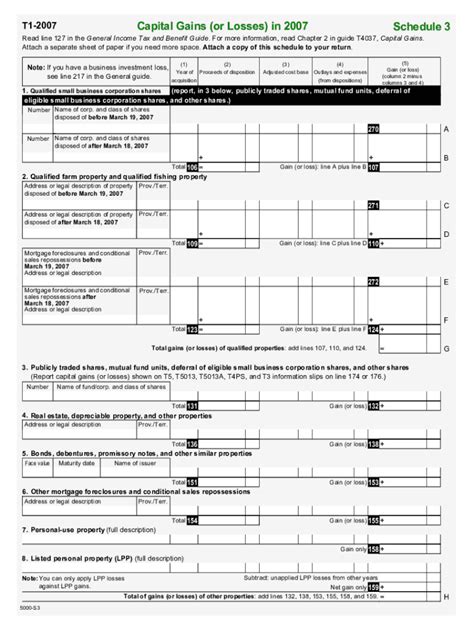 Fillable Online 5000-S3-4 Schedule 3, Schedule 4 - Common - T1 General ...