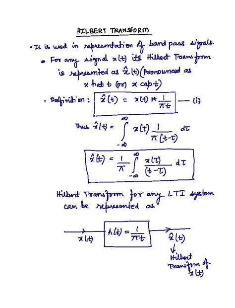 Hilbert transform - HILBERT TRANSFORM It is used in representation of ...
