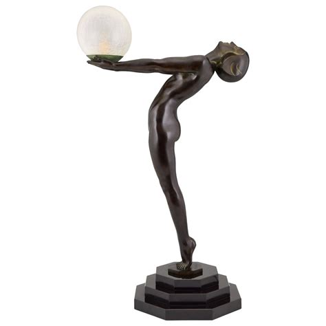 Bacchanale, Art Deco Sculpture of a Nude Scarf Dancer Janle, Max Le Verrier 1930 at 1stDibs
