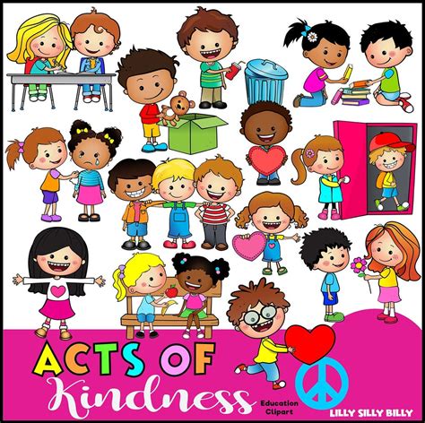 Acts of Kindness. Clipart, Black and White & COLOR, Small Commercial ...