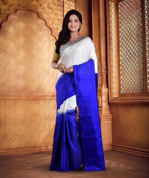 Resham Shilpi Katan Silk Saree with Elegant Check Design