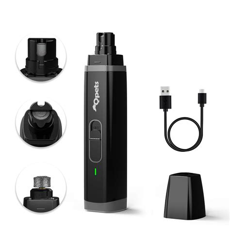 Qpets® Professional Electric Dog Nail Grinder with 2 LED Light, Dog ...