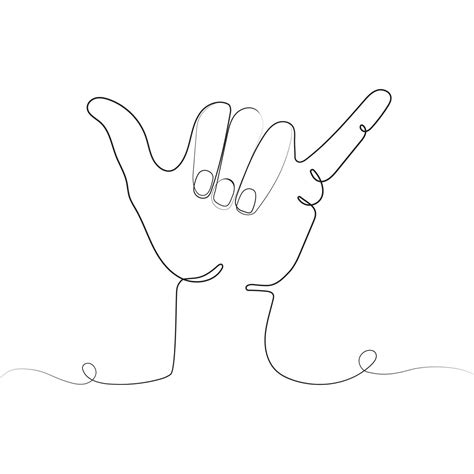 Continuous line of Shaka hand gesture. Shaka symbol. Hand hawaiian ...