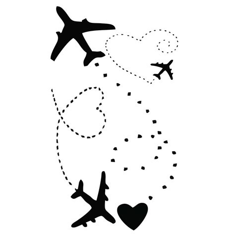 Voorkoms Flying Aeroplane Love Heart Temporary Body Tattoo Waterproof ...