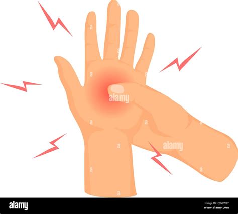 Hand numbness. Cartoon numb hands or joints pain sensation, aching finger tingling palm ...