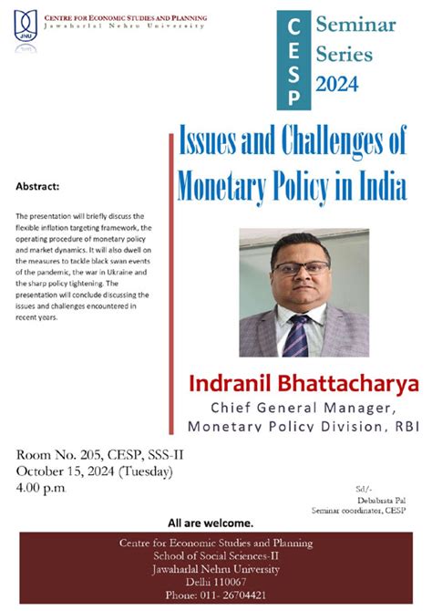 CESP organises a Seminar by Indranil Bhattacharya | Welcome to ...