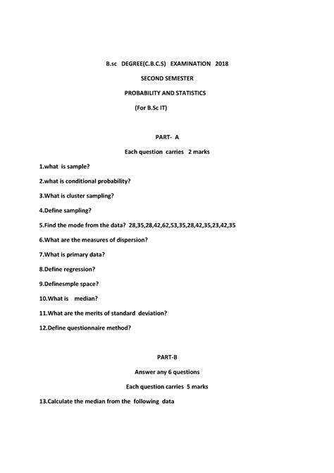 B-Sc-Statistics - Previous year question paper - B DEGREE(C.B.C ...