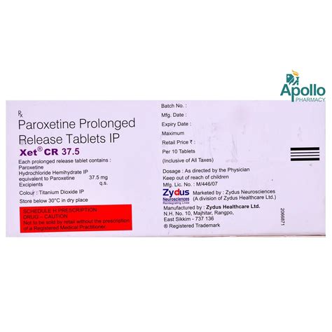 Xet CR 37.5 Tablet 10's Price, Uses, Side Effects, Composition - Apollo ...