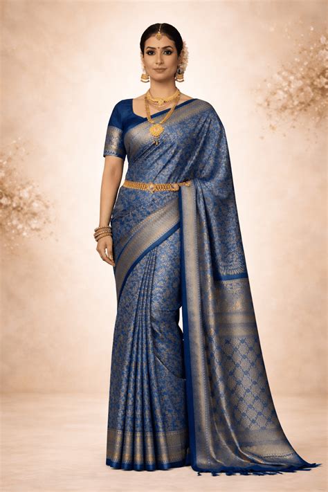 Blue Kanjivaram Silk Saree – Kanyaraa