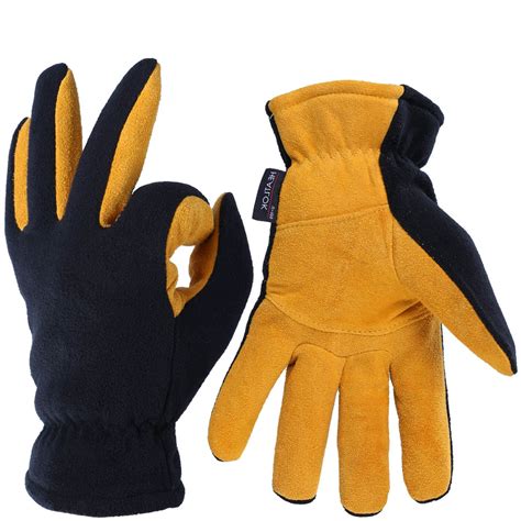 OZERO Winter Gloves Thermal Snow Work Ski Glove - Deerskin Suede ...