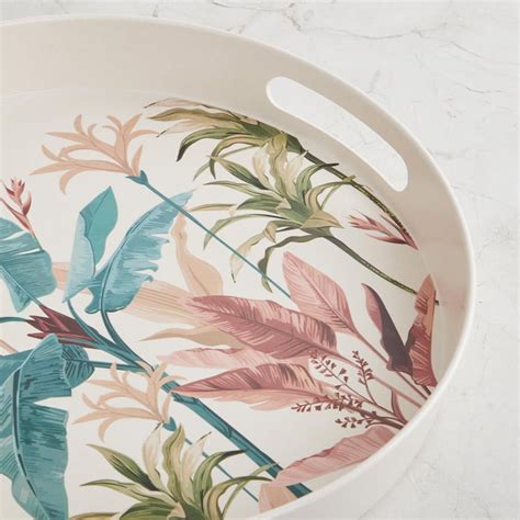 Buy Tropical Soire Multicolour Printed Bamboo Fibre Serving Tray - 34cm ...