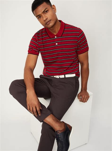 Buy Men Striped Polo T-shirt with Pocket Online at just Rs. 499.0 ...