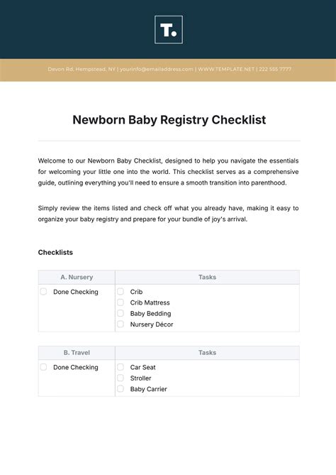Free Registry Checklist Templates, Editable and Printable