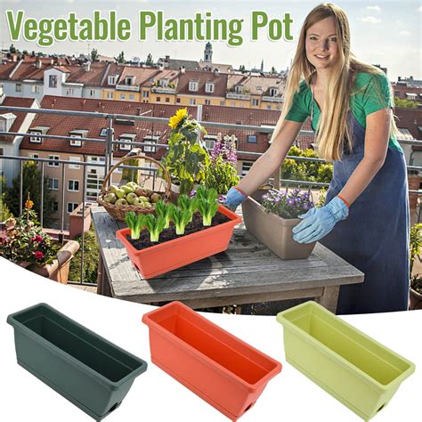 HCJKDU Window Box Planter, Plastic Vegetable Flower Planter Boxes with ...