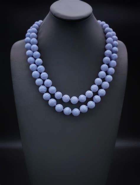 A.Jeschel Powerful Natural Blue Lace Agate necklace with a siganture ...