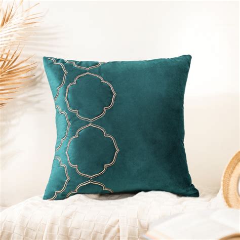 Floral Embroidered Cushion Cover Set Of 2 Green 16 x 16 Inch Online ...