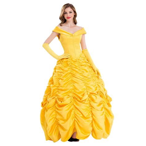 Women's Princess Belle Costume Halloween Party Dress with Petticoat and ...