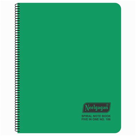Five in One Spiral Note Book No.106, 300 Pages, (28.5cm x 20cm) (5 Sub ...