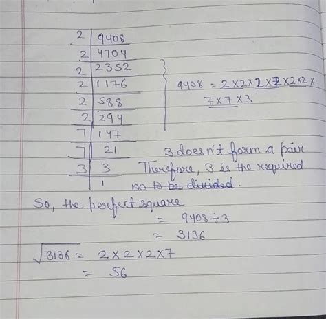 Is 9408 a perfect square number ? Find the smallest number by which it ...
