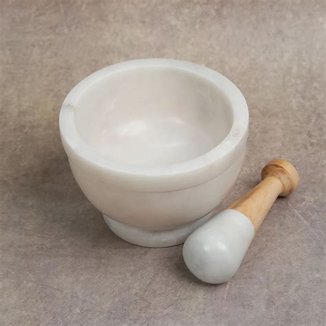 Moon White Marble Mortar & Pestle with Wooden Finish – WAYHOMES