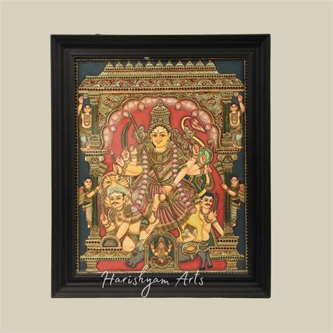 35" Framed Durga Tanjore Painting featuring Intricate Artwork for Mand