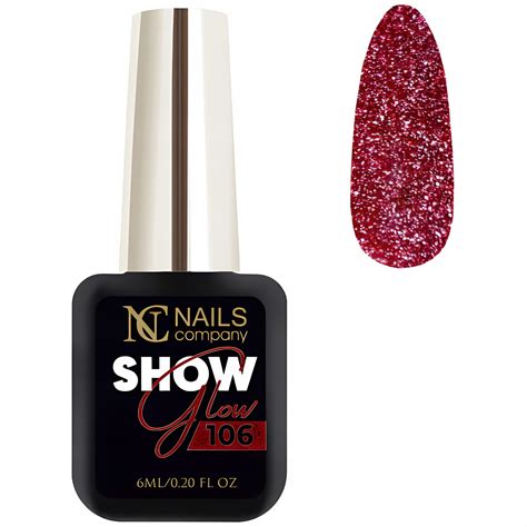 Nails Company Lakier Hybrydowy Czerwony z Drobinkami Show Glow no.106 6 ...