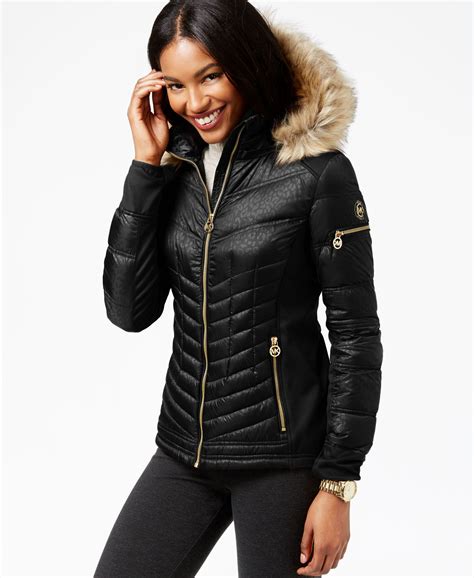 MICHAEL Michael Kors Faux-Fur-Trim Quilted Down Coat - Coats - Women ...