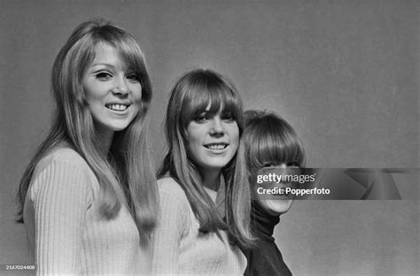 Posed studio portrait of English fashion model Pattie Boyd, standing ...